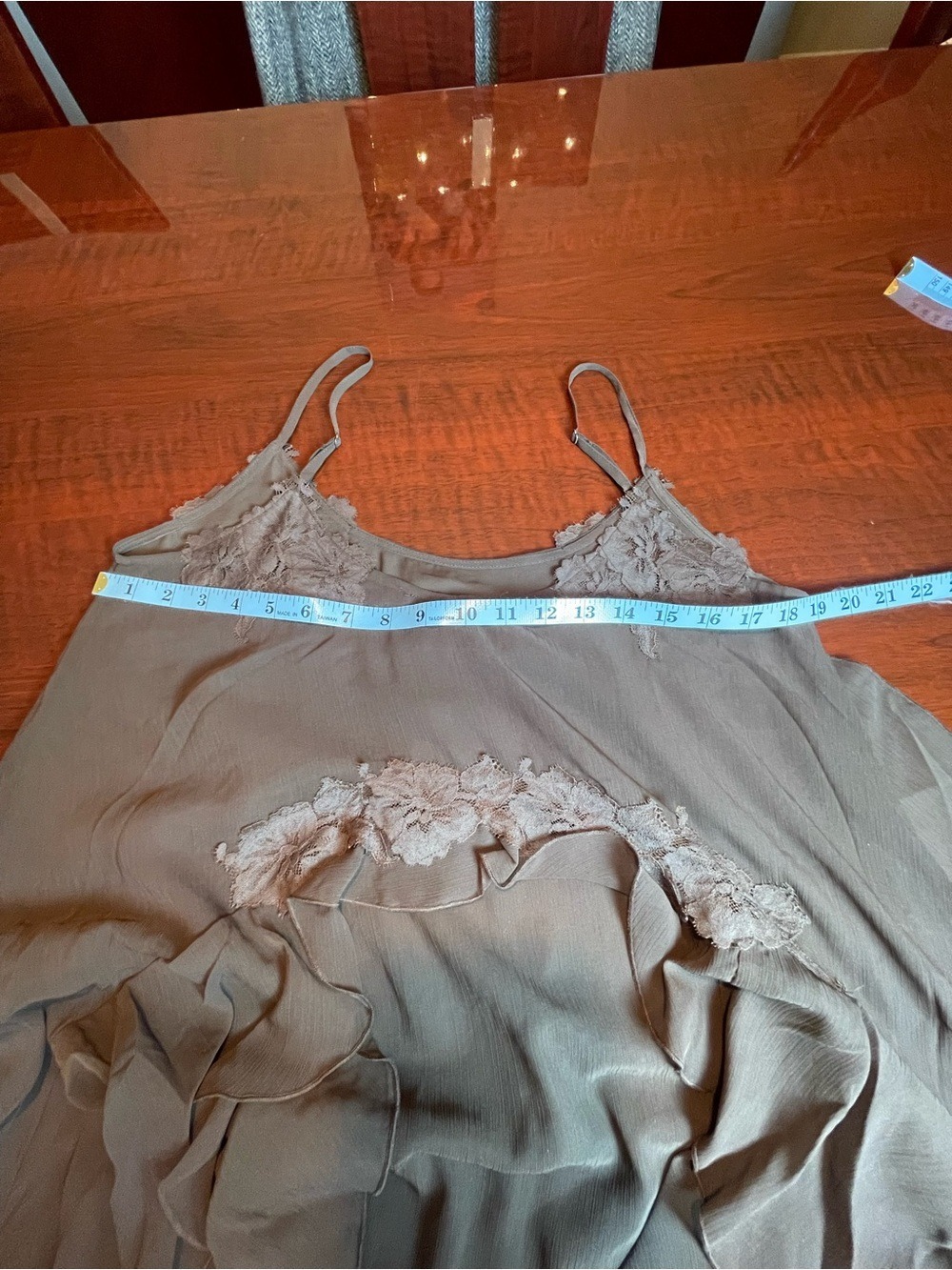 House of Harlow 1960 Chiffon Maxi Cocktail Dress Ruffles Brown Flowy Fairy Sz M - Picture 7 of 10
